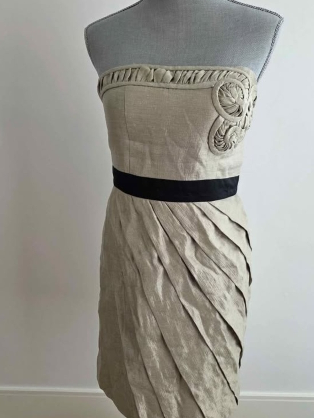 Max & Cleo Satin Strapless Dress in Champagne Size 8